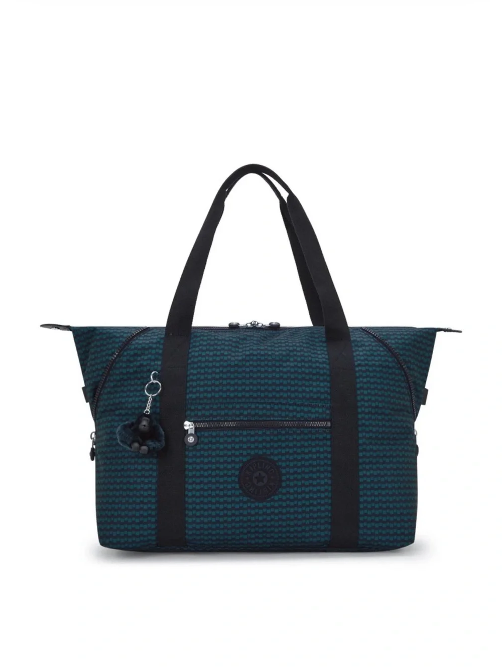 Kipling Art Medium Printed Tote Bag Navy Patterned Travel Tote with Luggage Slee